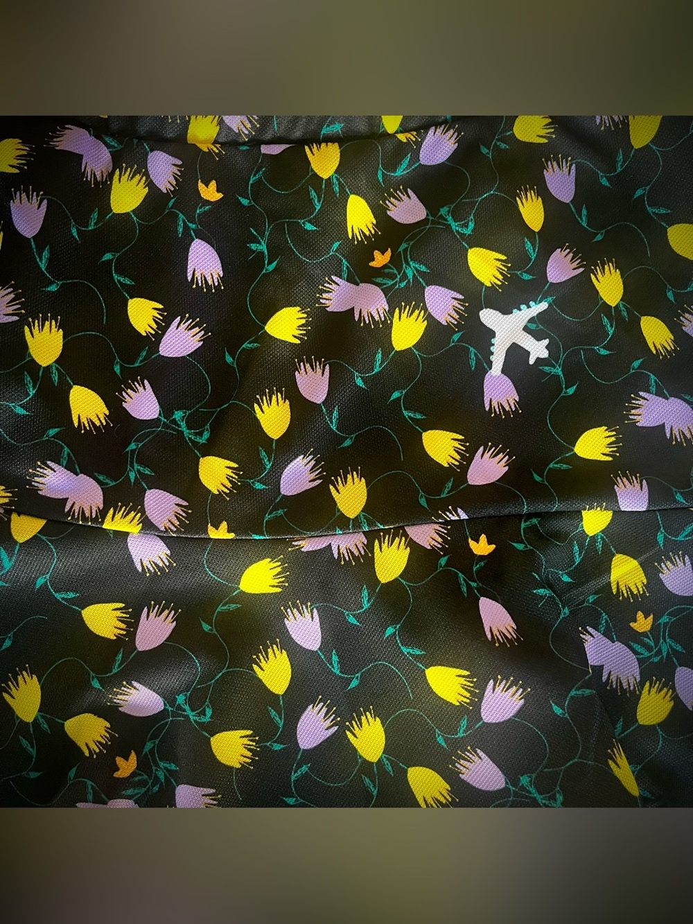 Adidas black lavender & yellow floral AOP skirt and cropped t shirt set L - Picture 3 of 12